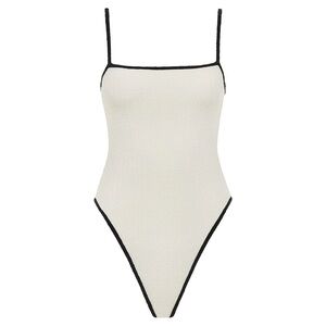 MONTCE 🖤 Cream Black Binded Terry Rib Jacelyn One-Piece